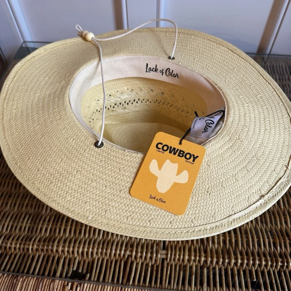 LACK OF COLOR: BAJA SUNLIGHT HAT – HANDWOVEN WESTERN FEDORA PAPER STRAW Size Med